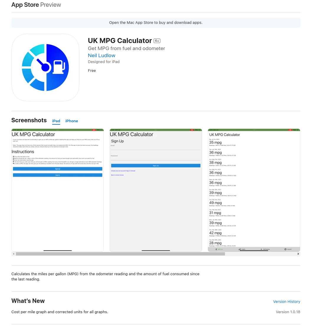 UK MPG Calculator on Apple App Store